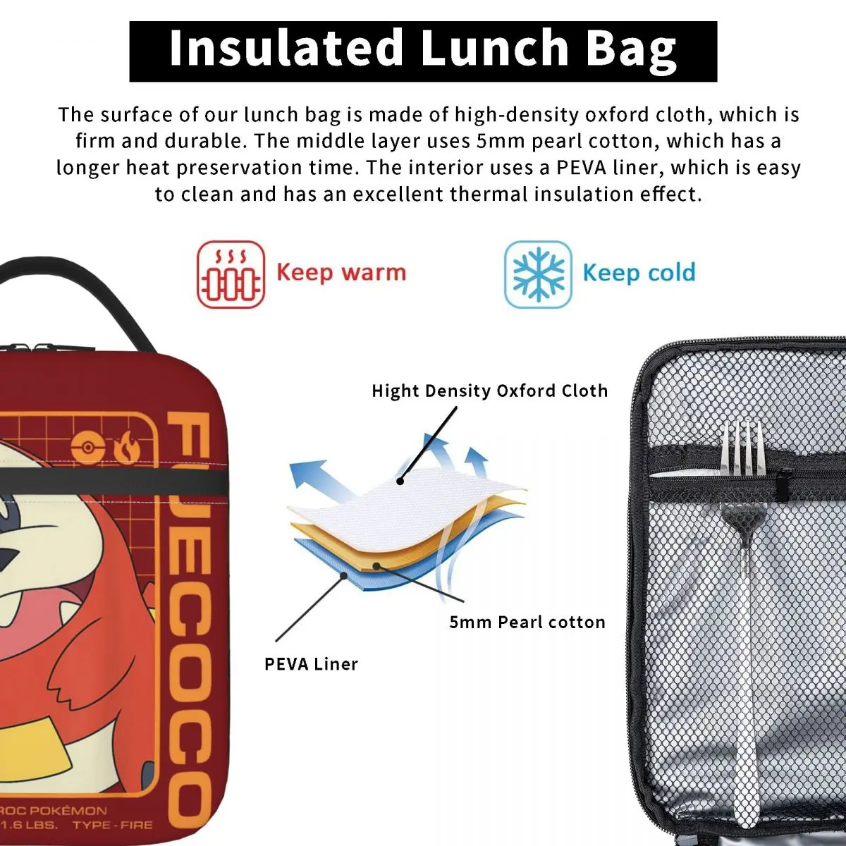 Изолированный Ланч-бокс с изображением монстра призрака японского аниме Fuecoco Stats