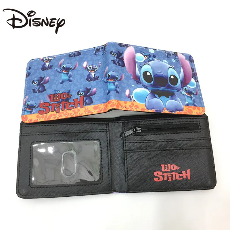 Disney Stitch Blue Long Ears Pu Coin Purse Starbaby Shi Dizai Short Folding Wallet Wallet Dropshipping