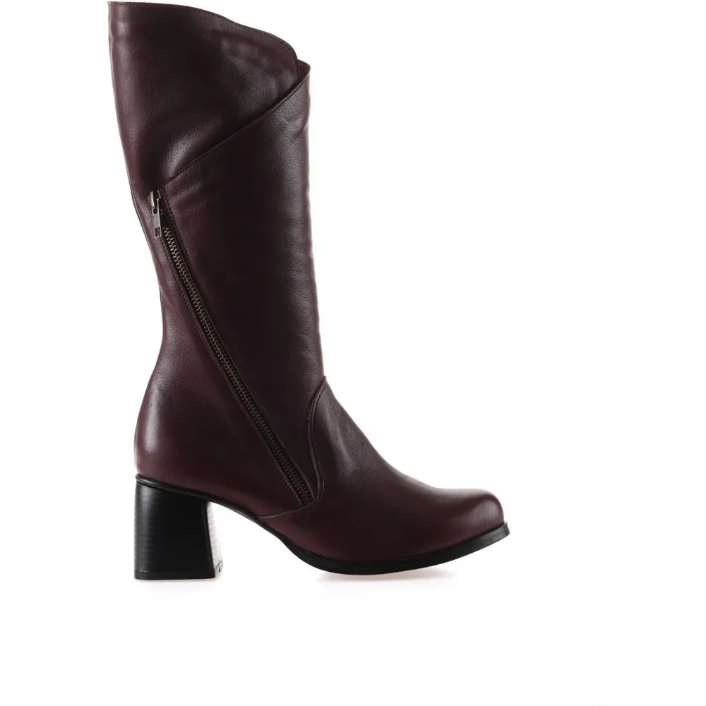 

Dorlie Burgundy Leather Female High-Heeled Boots