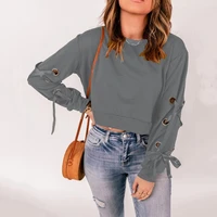 charming crop blouse long sleeves stretchy spring autumn casual pullover blouse women blouse women blouse