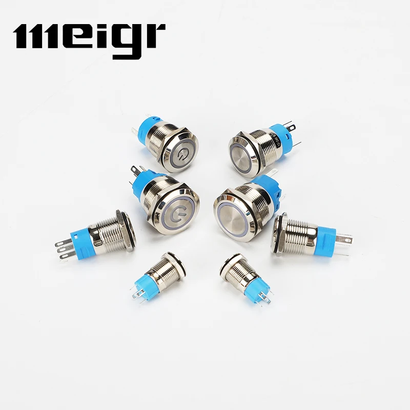 Водонепроницаемый металлический кнопочный переключатель 12/16/19/22 мм