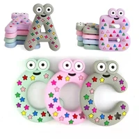 1pcs a c letter big teether for baby tooth care teeth chewy food grade silicone kids diy babies teething toys pendant new saling