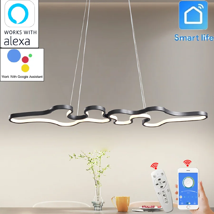

Современная светодиодная Люстра для умного дома Alexa Google Home, потолочная лампа для гостиной, столовой, бара, кухни, комнаты