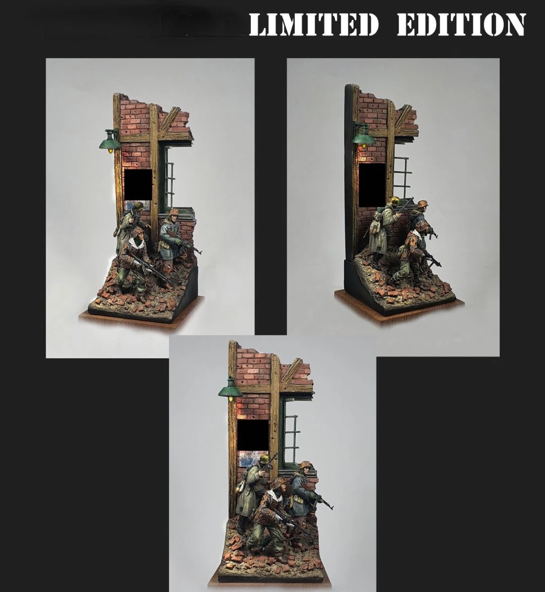 

1/35 Scale Resin Figure Model Kit Miniature Scene Statue 3 Soldiers and Scene Unassembled Unpainted Free Shipping Diy Toys