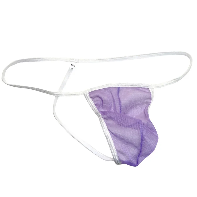 Sissy Lingerie for Men Thongs Mesh Transparent Mini Micro G-String Gay Men's Underwear Revealed Penis Jockstraps