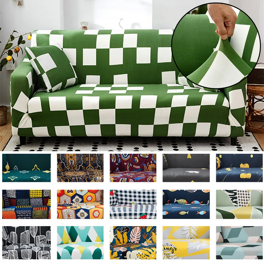 

Stretch Sofa Cover Printed Couch Cover Elastic Slipcover for Living Room Universal 1/2/3/4 Seater Furniture Protector Home Decor