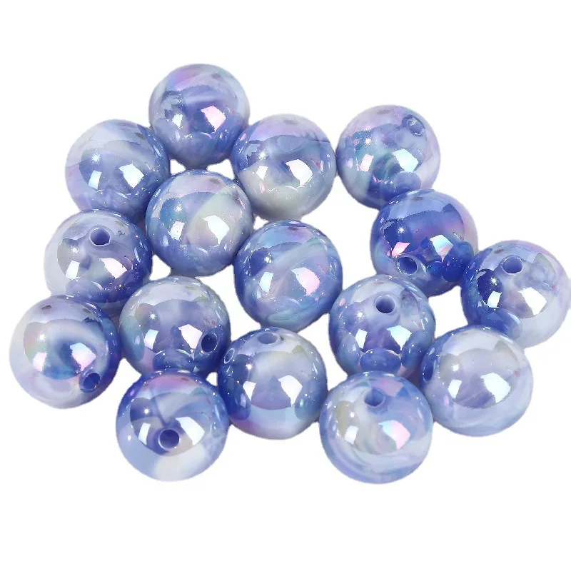 10pcs/bag 16mm Acrylic UV Color Plating Alpine Candy Color Straight Hole Beads for Jewelry Making Supplies