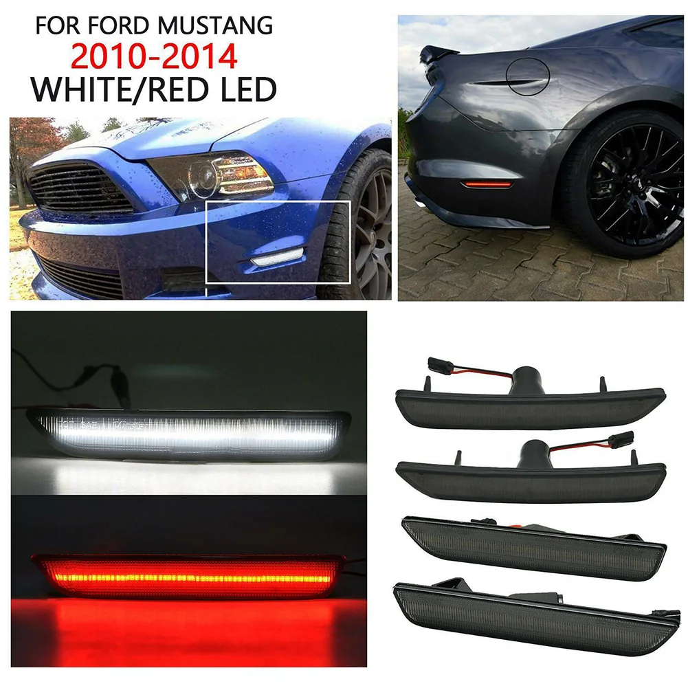 

4pcs LED Side Indicator/Marker Light For Ford Mustang 2010-2014 LED Side Marker Light Smoke Lens Single Row Front White Lights