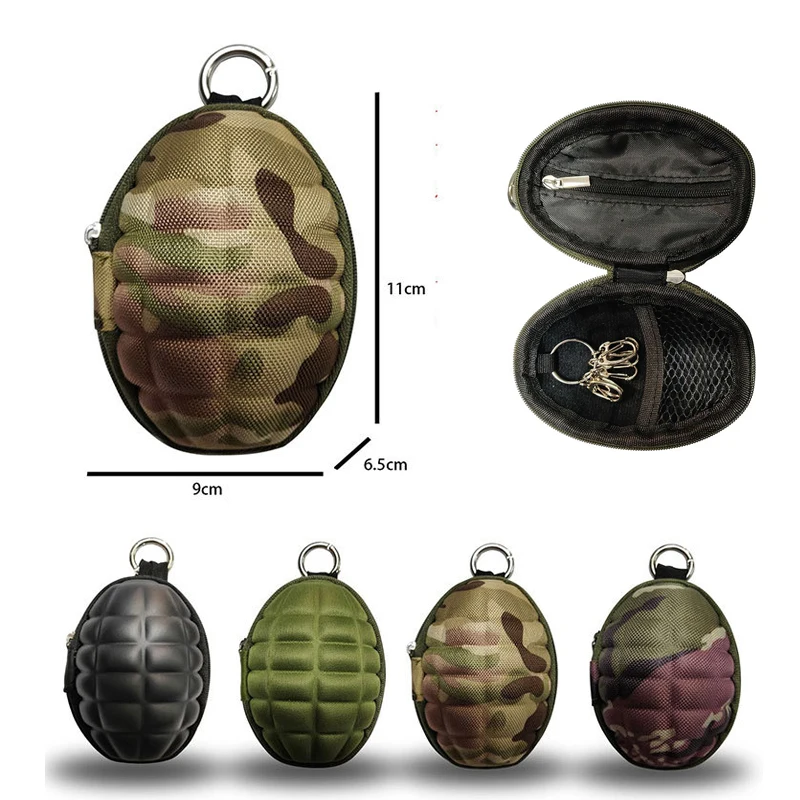 Multifunctional Grenade Shaped Car Keys Wallets PU Leather Hand Zipper Coin Purse Pouch Bag Keychain Holder Case Popular
