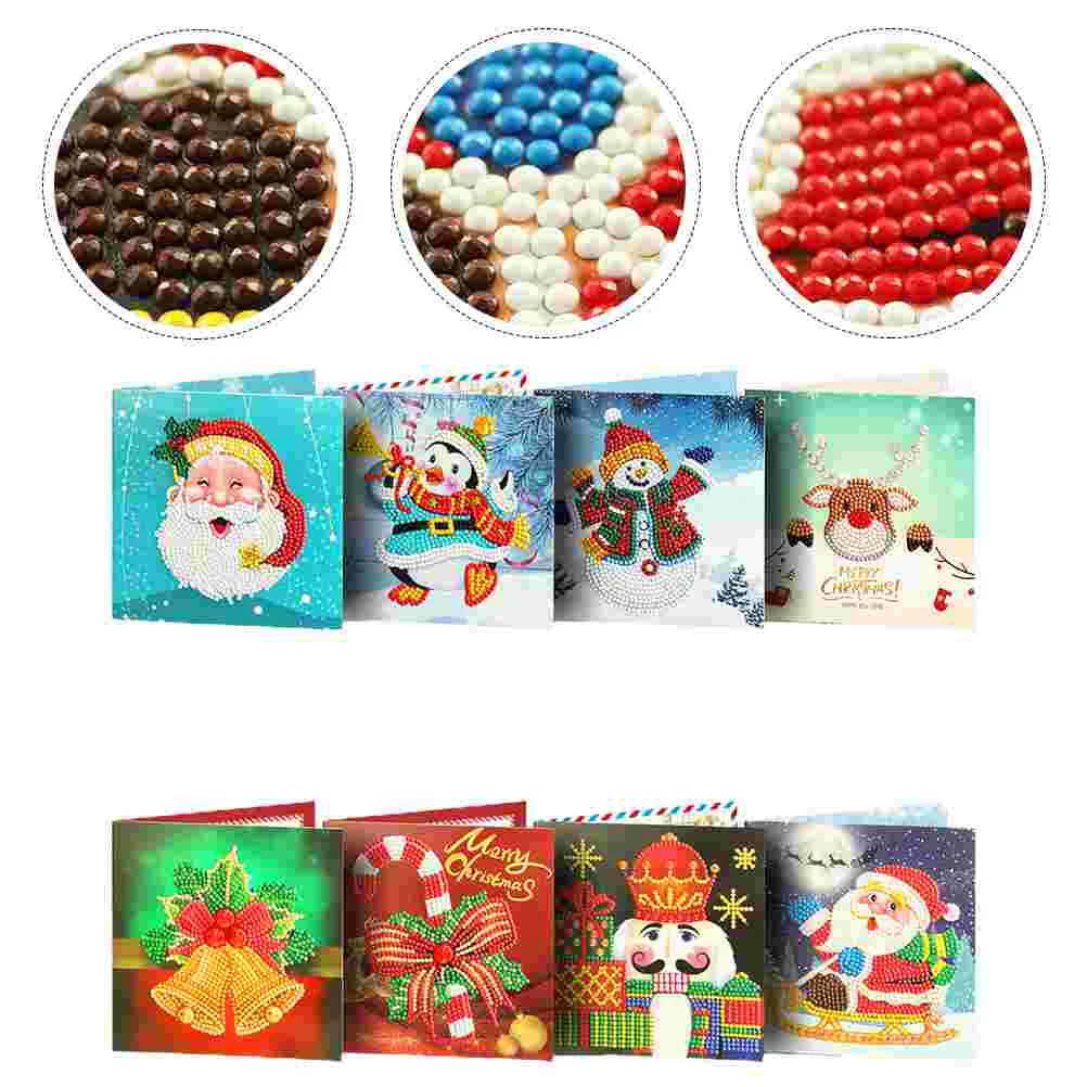 

8pcs in 1 Set Creative Christmas Festival DIY Handcraft Greeting Simulate Diamond Embroidery Blessing Cross Stitch Printing