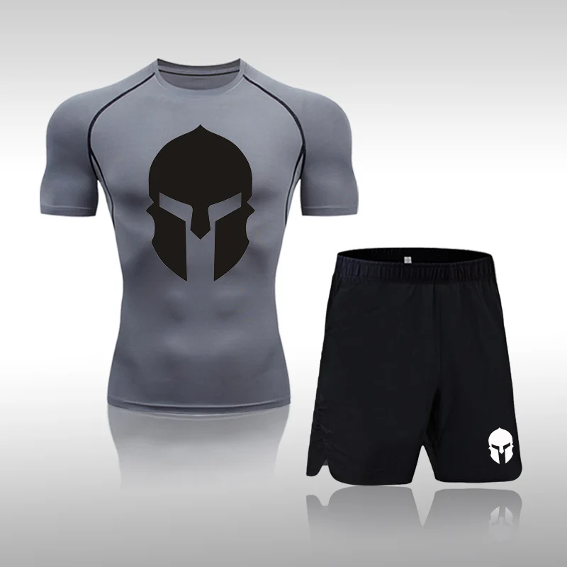 

2022 Men Running 2Pcs Mens Set Sportswear Pant For Soccer Gym Fitness Men T-Shirts+Shorts Sets Short Sleeve Sports Sport Shirt