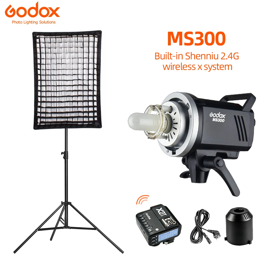 

Godox MS300 Studio Flash Strobe Light Monolight 300Ws 2.4G Wireless X System GN58 5600K 150W Modeling Lamp Bowens Mount