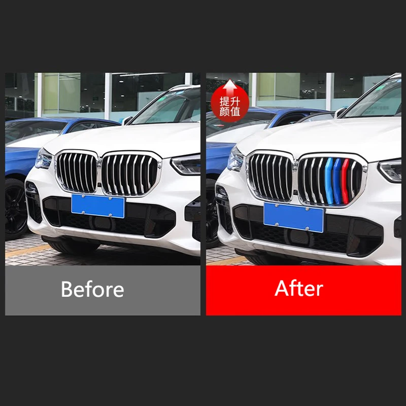Фото 3 шт. накладка на решетку автомобиля для BMW X1 X2 X3 X4 X5 X6 X7 E84 F48 F49 F39 E83 F25 G01 F26 G02 E70 F15 E53 G05 E71 E72 F16 G06 G07 №3