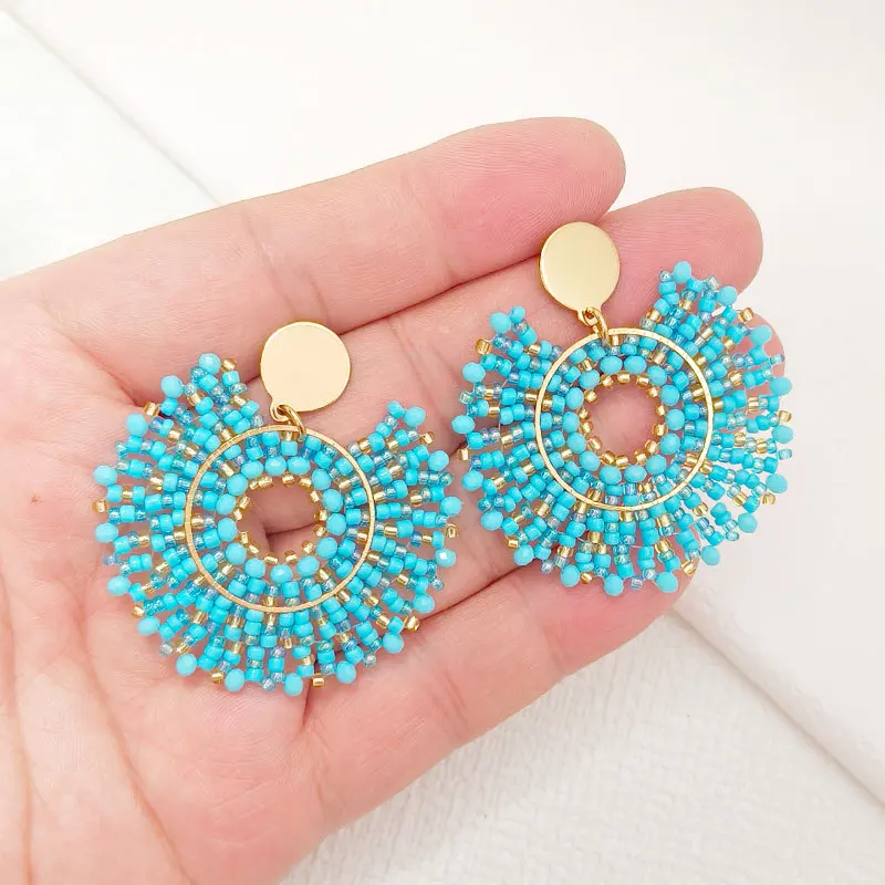 Серьги из бисера Кристалл Оригинальность Округленность Выдалбливают Ручное