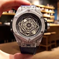 creative hublo hip hop iced out mens watches top brand luxury diamond watch men quartz clock rubber band business wristwatches