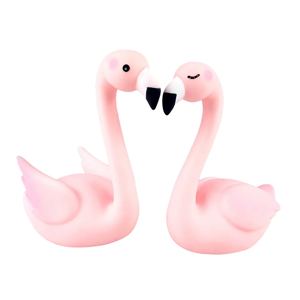 

2 Pcs Toys Baby Top Hat Cartoon Cake Decor Decorating Tools Pink Ornament Flamingo Topper Party Lovers