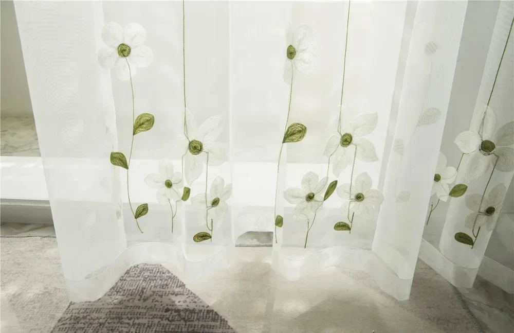 Тюль для гостиной пасторальные прозрачные шторы спальня кухня обработка окон