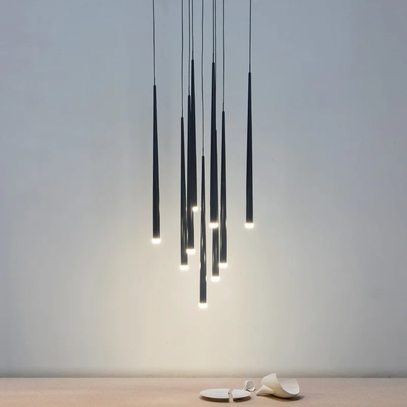 Современная простая Модная тонкая светодиодная люстра в виде конуса для