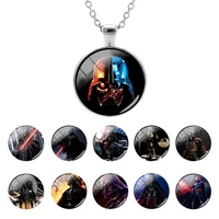 disney cartoon cabochon glass dome chain star wars image flat bottom pendant necklaces gifts fashion jewelry hot selling fxq151