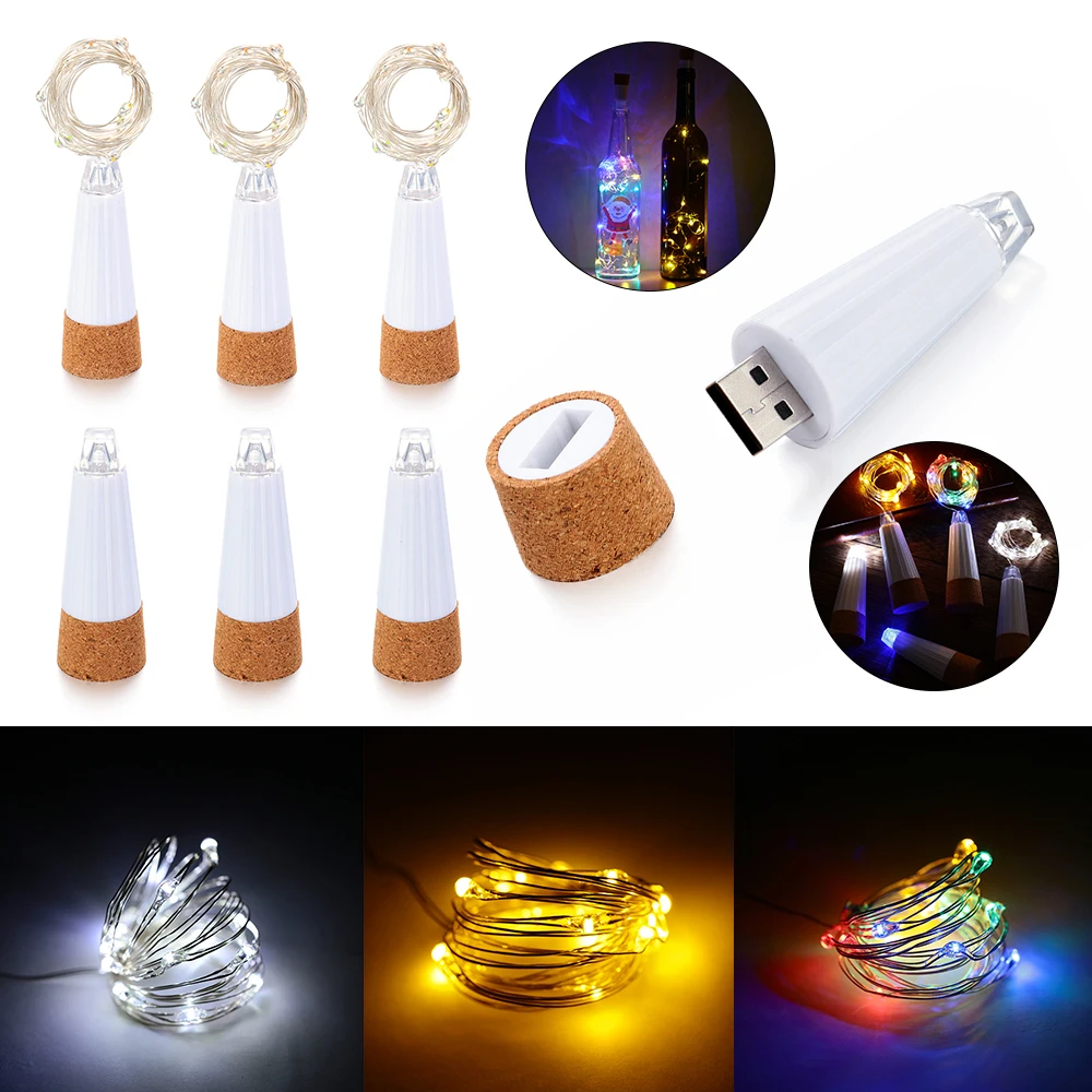 

LED Wine Bottle Fairy Lights Rechargeable Festival Outdoor Lighting Wedding Garden Decorative String Light Garland Party Lamp