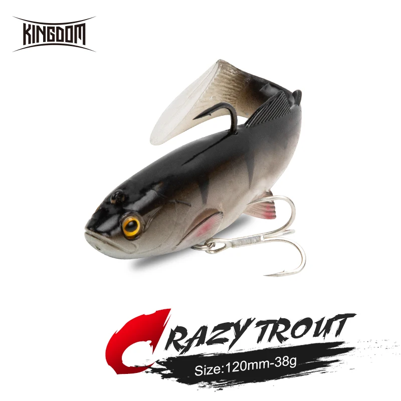 Kingdom Crazy Trout Soft Bait 120mm 38g Fishing Lures Jigging PVC Saltwater Swimbaits Sensitive T-tail Leurre Souple Lure Tackle