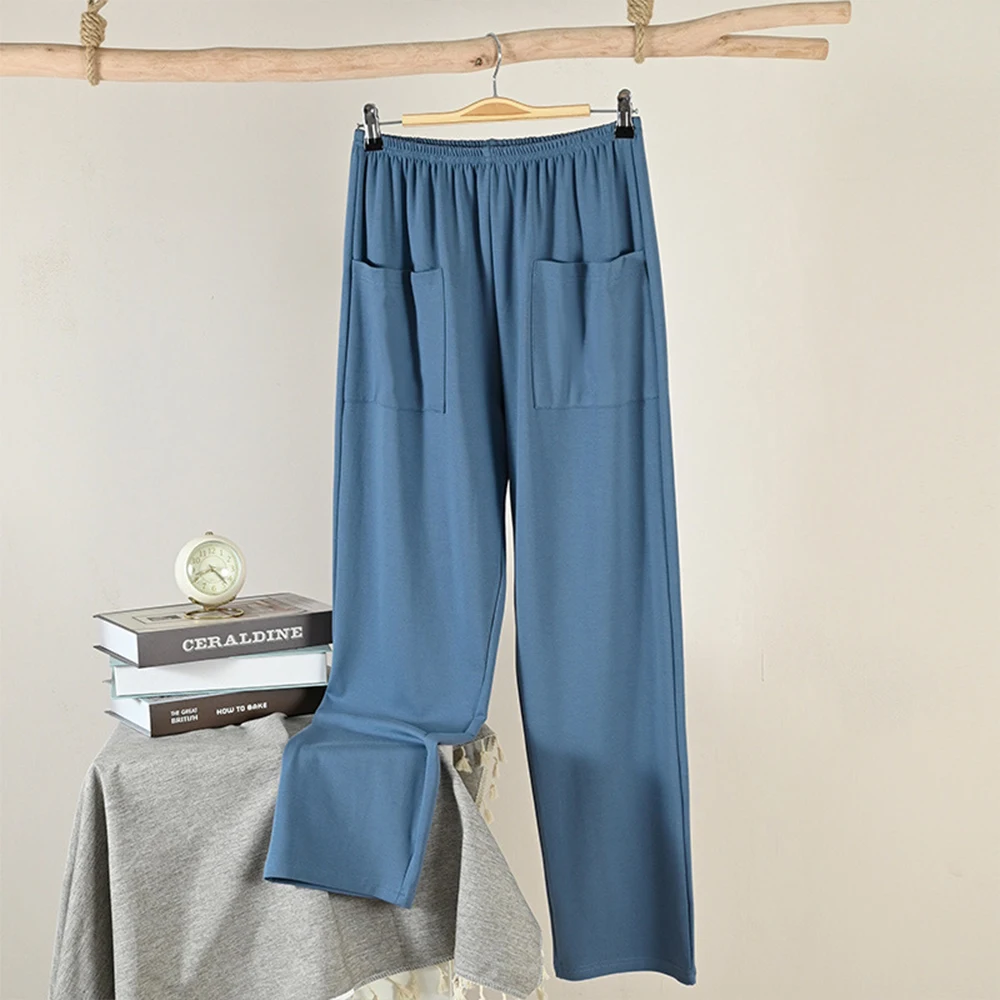 Autumn Fashion Plaid Pajama Pants Sport Casual Elastic Waist Men's Pajamas for Men 4XL Solid Loose Soft Long Pants Pijama Hombre