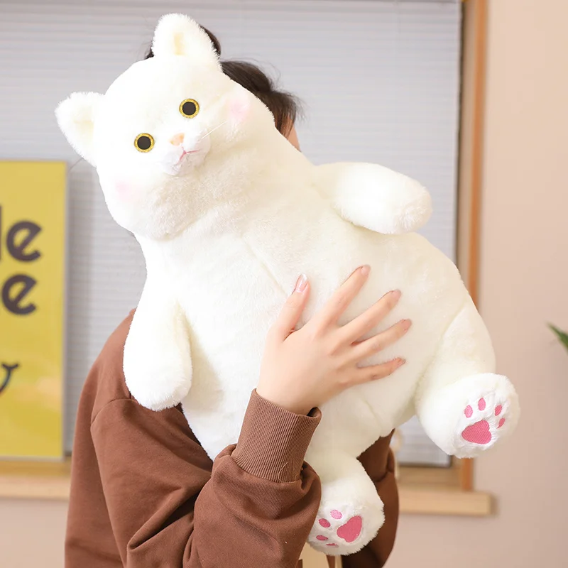 

40-75CM Lazy Japan Cat Doll Cartoon Pillow Like Real Fuzzy Plush Stuffed Sitting Animal Toy Grey White Colors Children Present