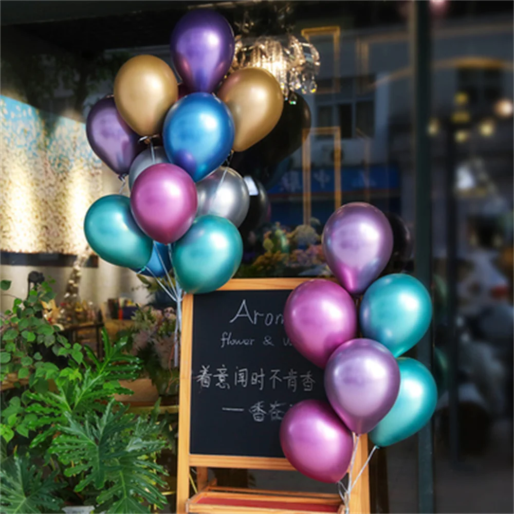 

15Pcs 12 inch Metallic Chrome Thicken Balloons Colorful Party Helium Balloon Metallic Gold Silver for Wedding Birthday Party Dec