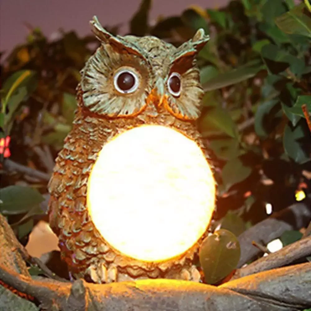 Solar Light With Solar LED Panel Fake Owl Waterproof Solar Garden Lights Owl Ornament Animal Bird Outdoor Yard Garden Lamps