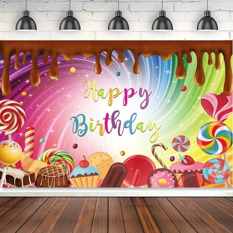 

Шоколадный фон для фотосъемки на день рождения с изображением сладких конфет темативечерние на день рождения фон с изображением леденцов к...
