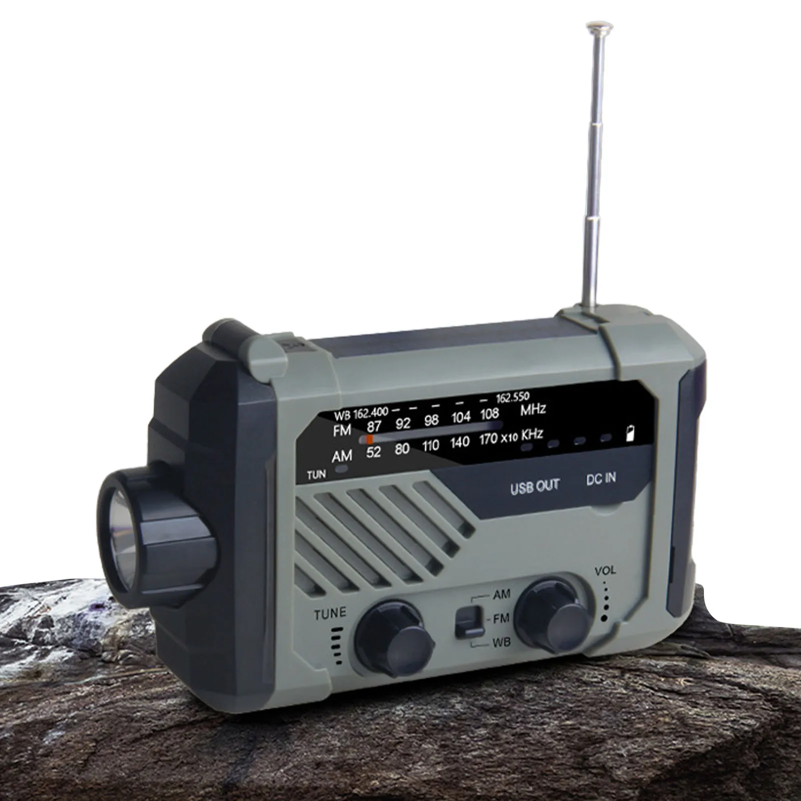 

Emergency SOS Alarm Radio 2000mAh-Solar Hand Crank SOS Alarm Portable Power Bank Hand Crank & Battery Operated SOS Alarm AM/FM