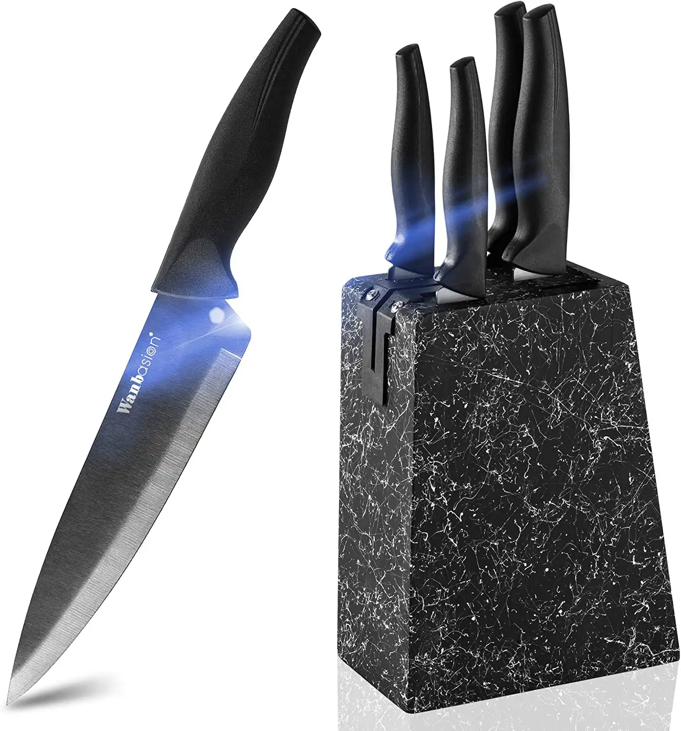 

Marbling Black Kitchen Knife Set Block, Kitchen Knife Set Block Wood, Kitchen Knife Set Block with Knife Sharpener