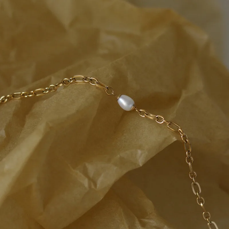 

Stainless Steel Geometric Freshwater Pearl Rice Oval Bucket Bracelet Gold Plated Jewelry Women's Accessories Hand Style Jewelry