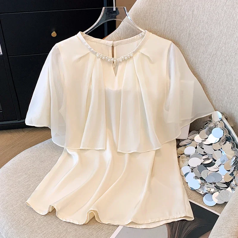 Шифоновые Повседневные женские рубашки Новинка лета 2024 однотонные блузки