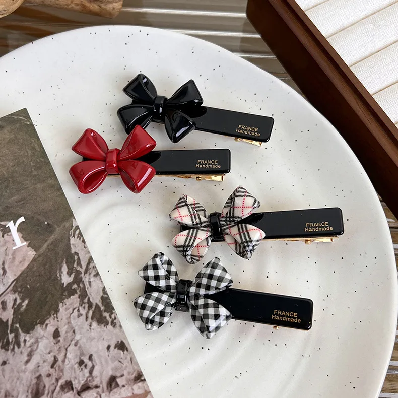 Новая японская металлическая пластиковая челка с бантом заколка для волос