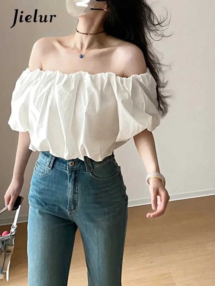Летняя новая милая женская блузка Повседневная Свободная тонкая белая модная