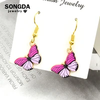 colorful butterfly earrings for women enamel fashion minimalist dangle drop earrings girls personality jewelry gifts wholesales