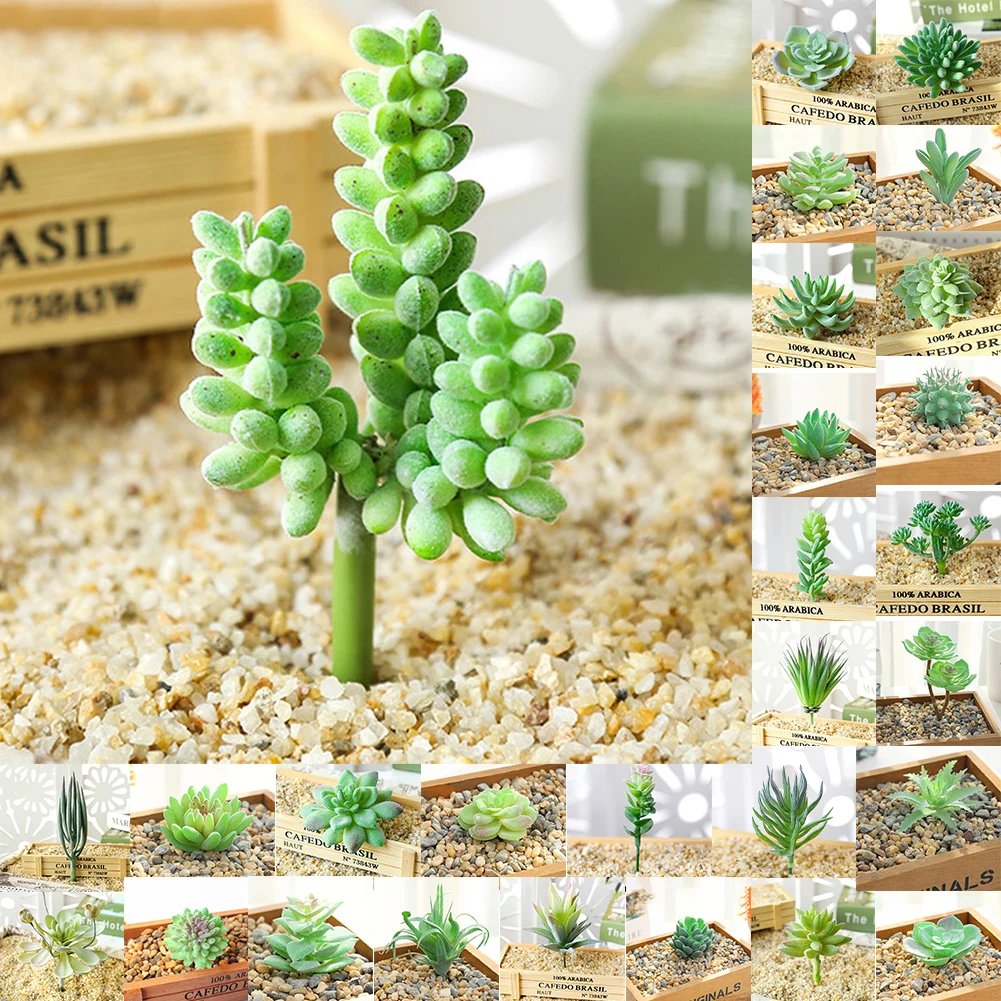 1Pcs High Quality Artificial Succulents DIY Artificial Succulent Flocked Plant Fake Cactus Lotus Home Garden Decor