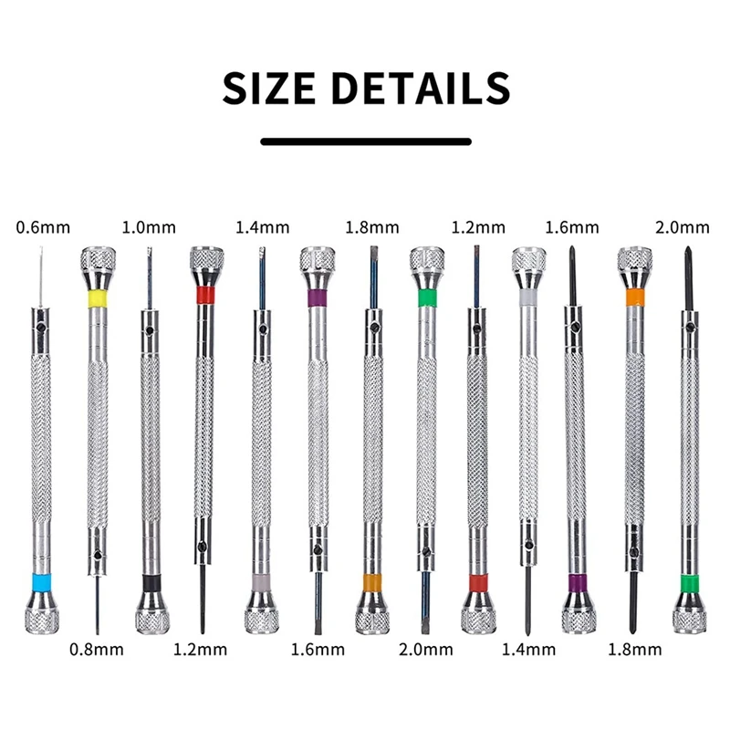 Watch Repair Screwdriver 0.6-2.0Mm Precision Screwdriver Set Watch Tool Set Screwdriver With Replacement Screw Heads For Repair