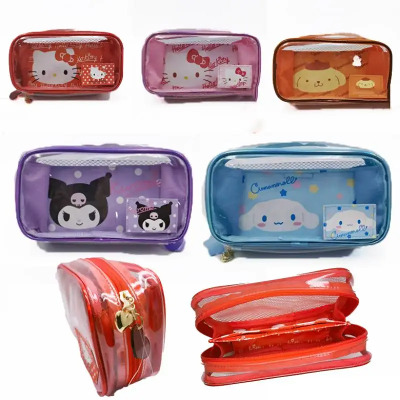 

Прозрачный чехол для карандашей большой емкости Kt Kawaii Sanrio My Melody Hello Kitty с аниме рисунком, сумка для косметики, канцелярские принадлежности для школы и учебы