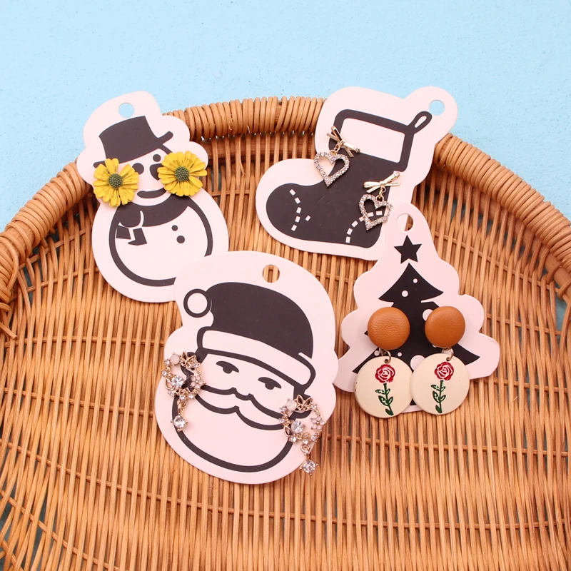 

Wholesale 100Pcs/Lot White Paper Earrings Cards Cardboard Ear Studs Packaging Card Christmas Favor Jewelry Display Cards