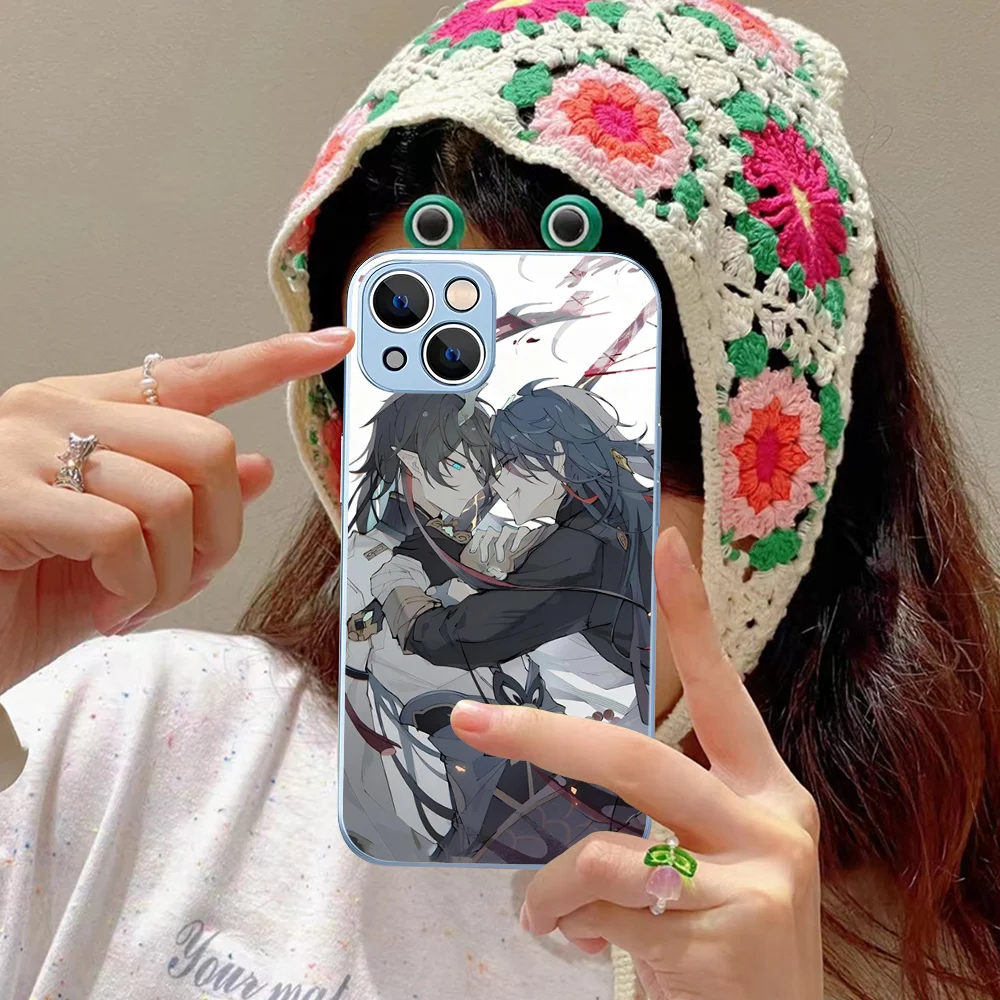 H-Honaki B-Blade x Dan Heng Phone Case Tempered Glass For iphone 14 13 12 11 Pro Mini XS MAX 14Plus X XR Fundas