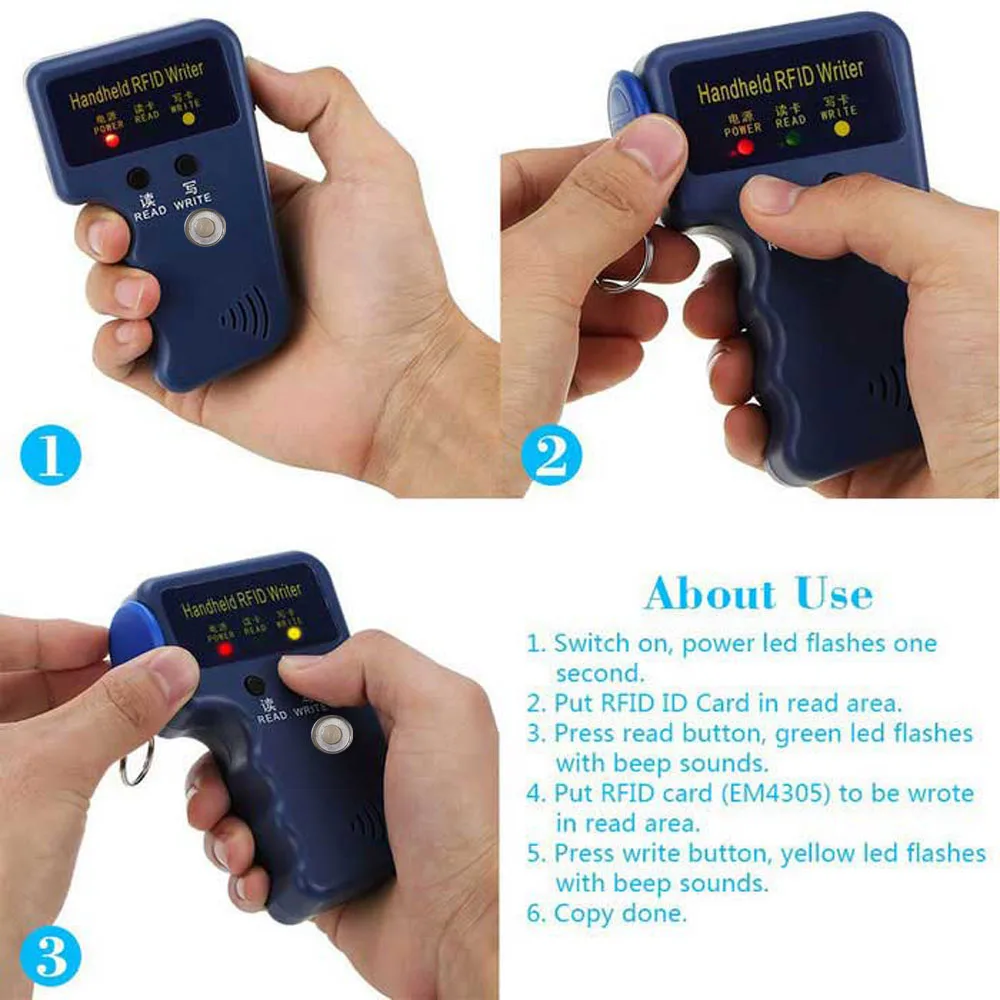 Фото RW1990 TM копировальный RFID Дубликатор считыватель TM1990 ibutton DS-1990A I-Button Ручной 125 кГц T5577 EM4305 EM4100 ключ бирка карта №3