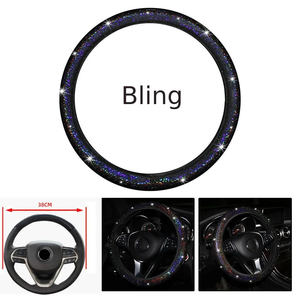 

Breathable Steering Wheel Cover Glitter Bling High Quality Installs Easily 1 Pcs 100% Brand New 37-38cm Anti-slip