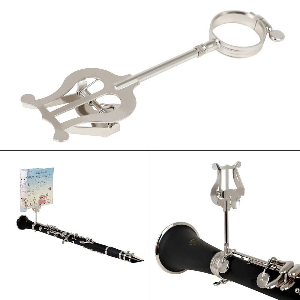 

Clarinet Music Stand Stainless Steel Clip Sheet Clip-on Holder Nickel Plated for marching clarinet players