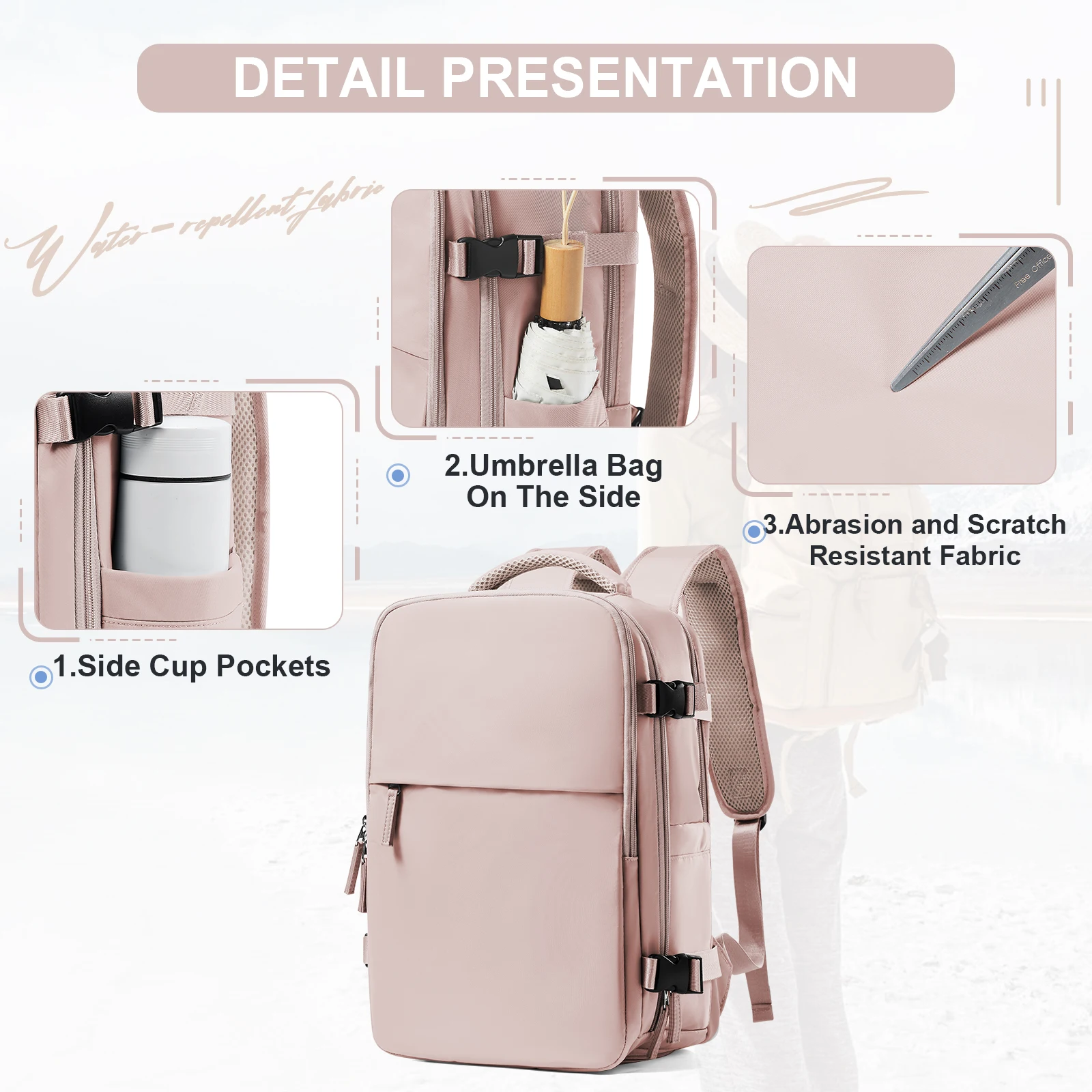 Дорожный рюкзак унисекс с одобрением кабины Большой дорожный для ноутбука Fewchor