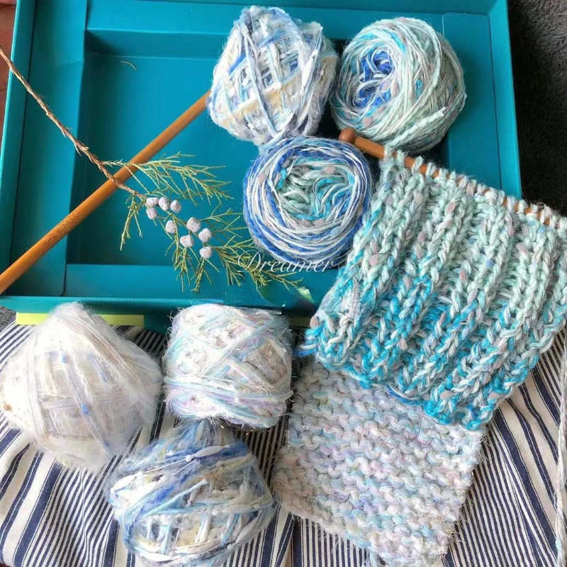 50g/ball Soft Rainbow Long Aegment Dyed Loop Yarn Unique Fancy Space Dye Hand Crochet Knitting Croche Thread Wholesale