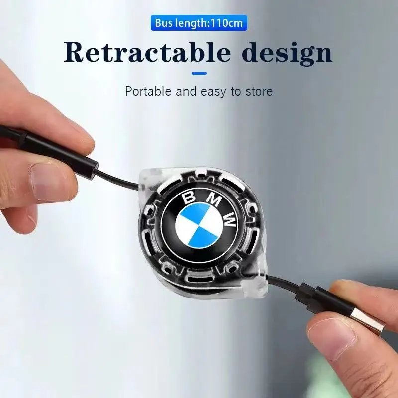 Автомобильный выдвижной микропровод для передачи данных 3 в 1 USB типа C 100 Вт