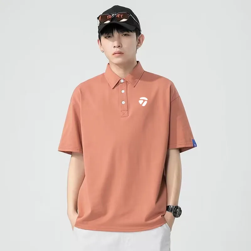 2023 spring and summer new men's loose T-shirt polo shirt golf short sleeve fashion breathable T-shirt trend sports style