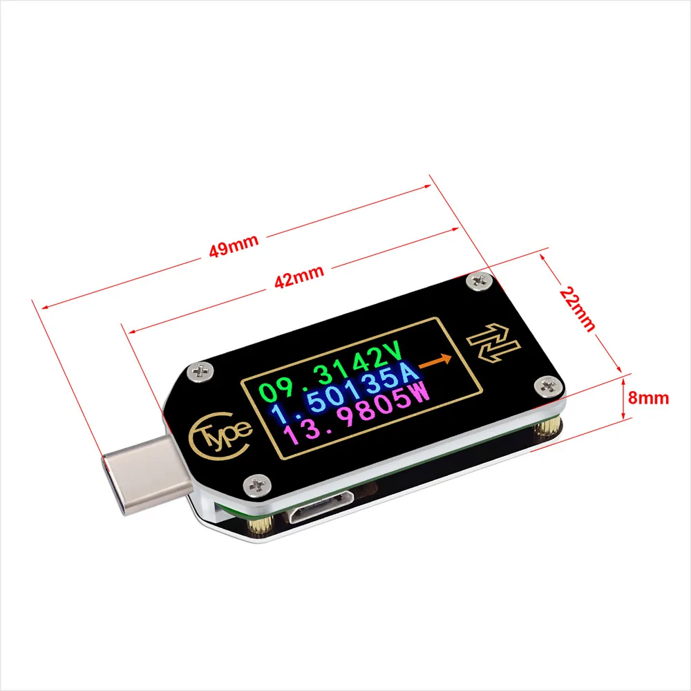 TC66/TC66C Цифровой мультиметр Вольтметр Амперметр с триггерами типа C и PD 2-режимный